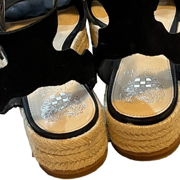 Vince Camuto Women's Espadrille Wedge Sandal Sueded Black Summer 8.5 (39) 8 1/2M - Picture 2 of 14